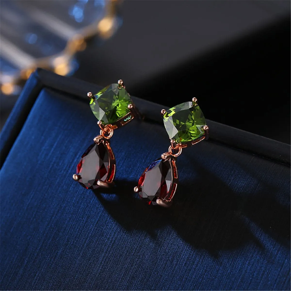 Crystal & 18K Rose Gold-Plated Teardrop Earrings