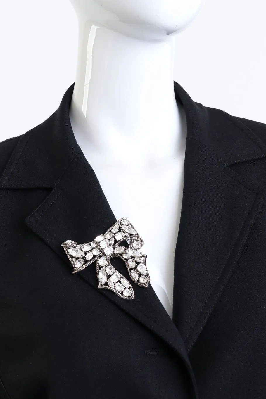 Crystal Ribbon Bow Brooch