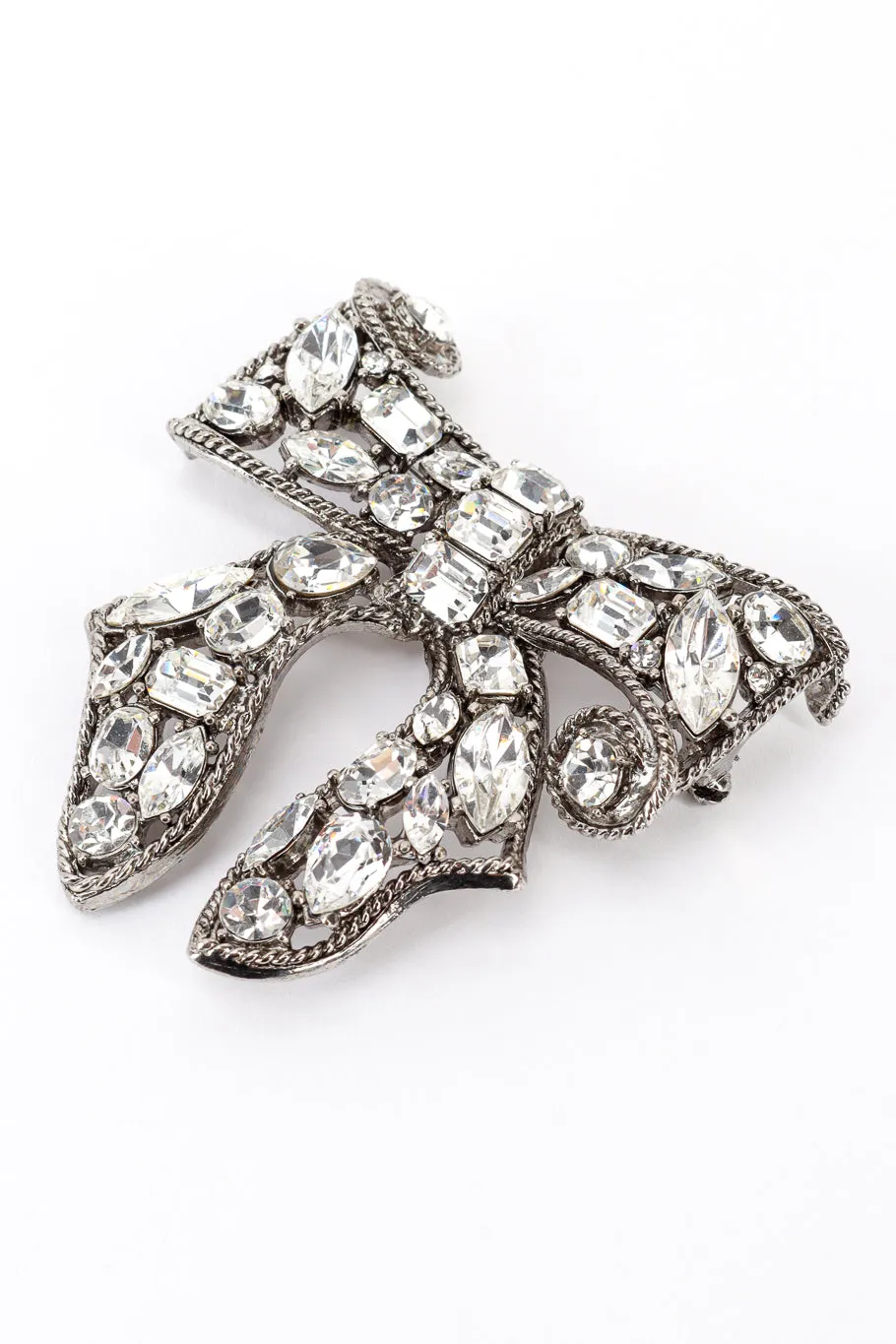 Crystal Ribbon Bow Brooch