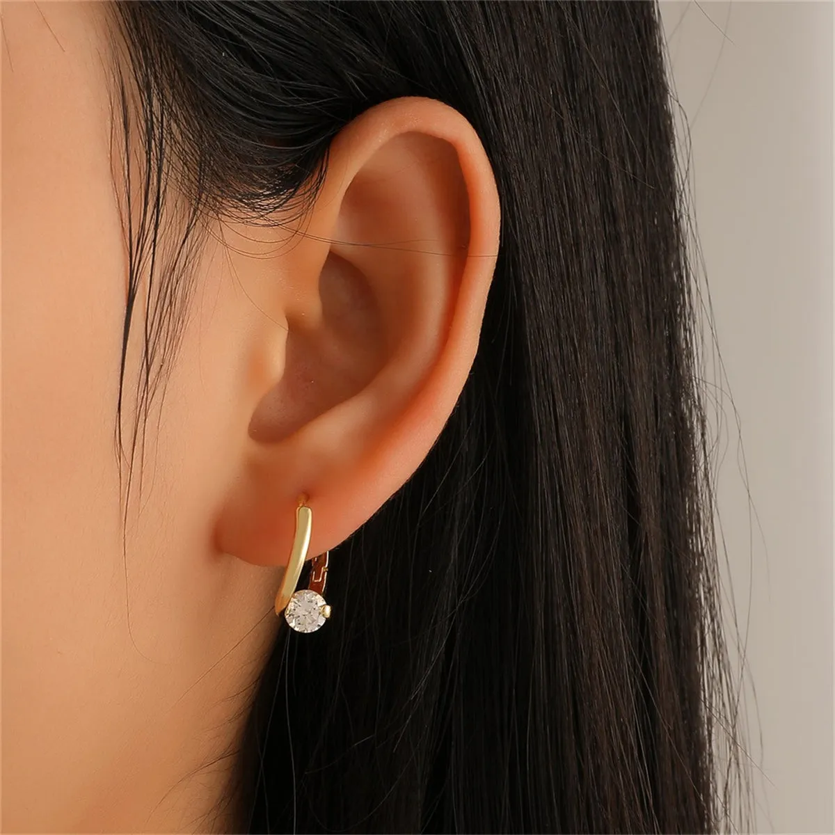 Cubic Zirconia & 18K Gold-Plated Huggie Earrings
