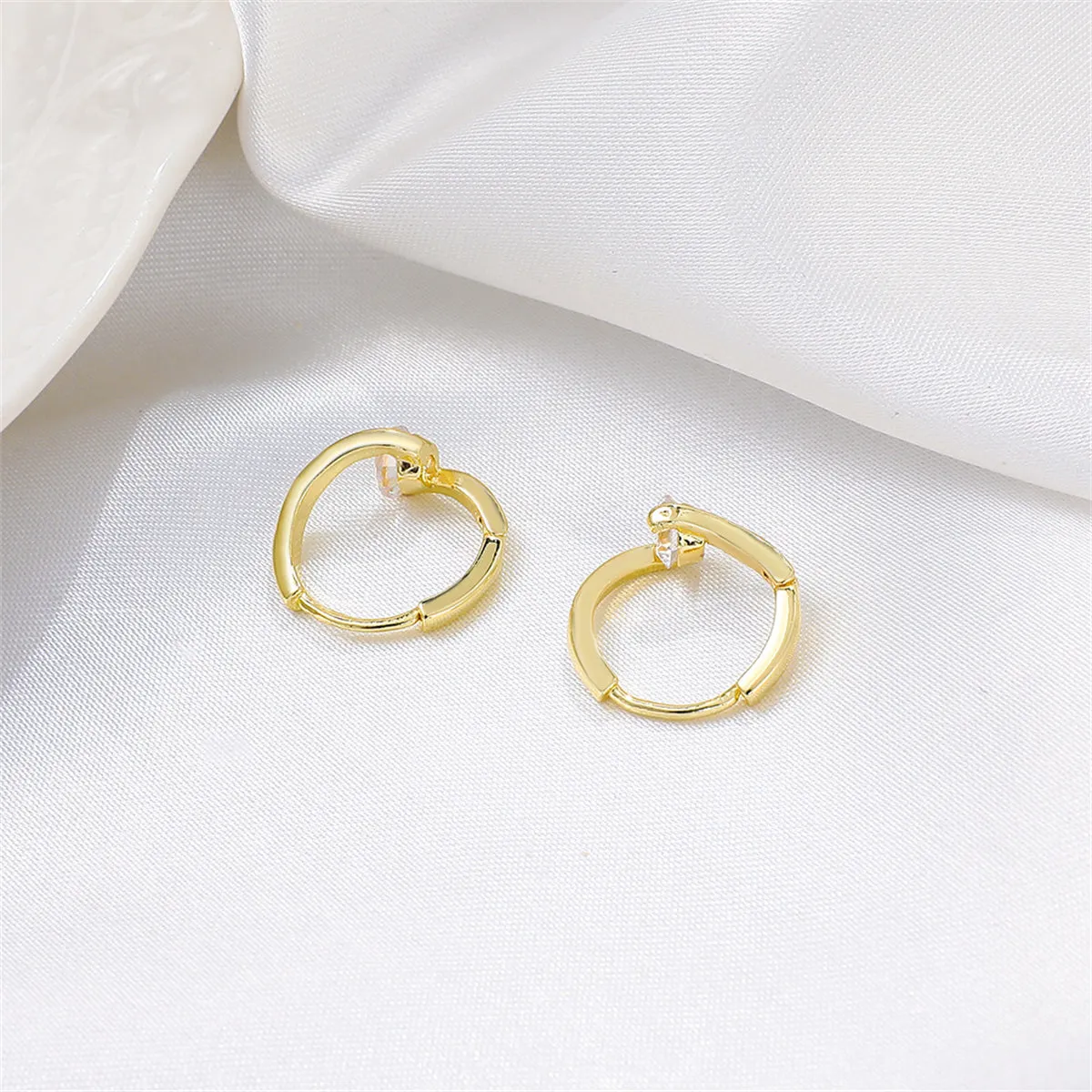 Cubic Zirconia & 18K Gold-Plated Huggie Earrings