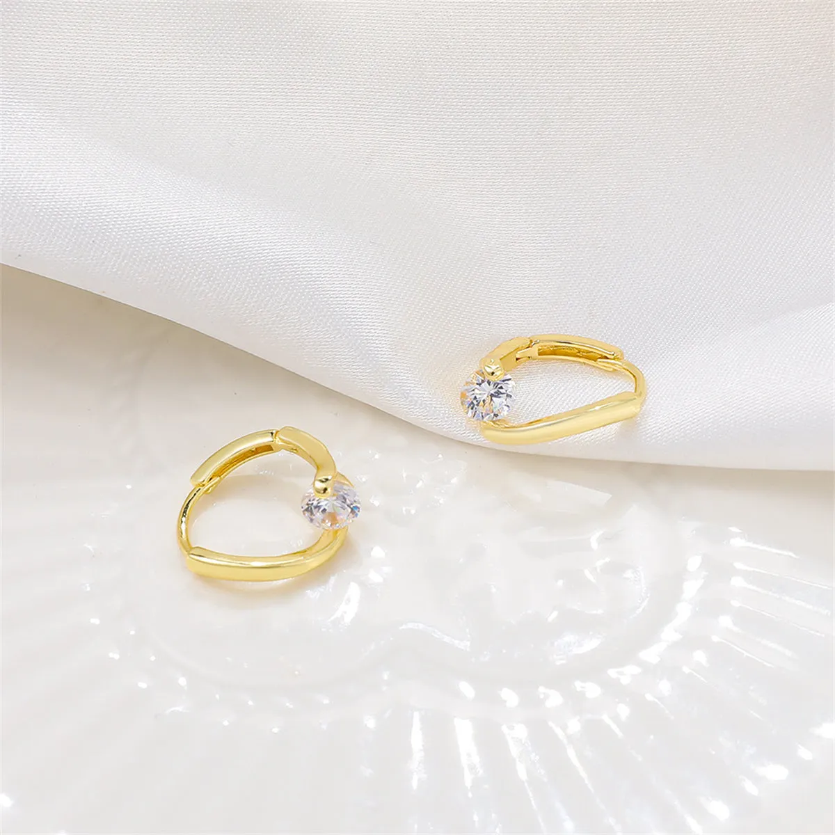 Cubic Zirconia & 18K Gold-Plated Huggie Earrings