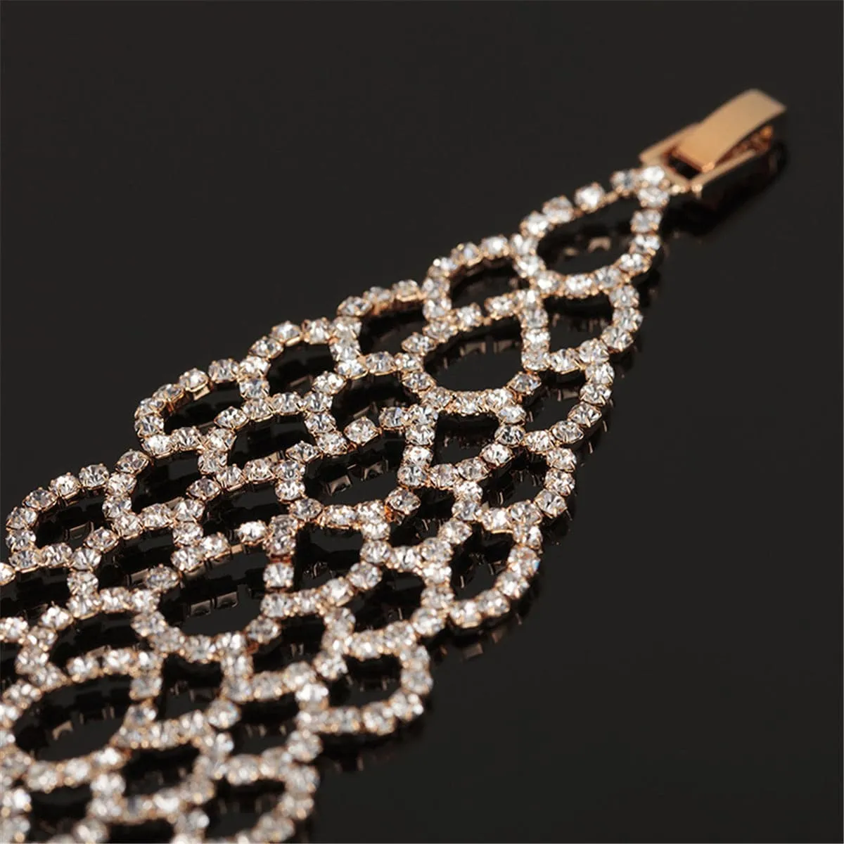 Cubic Zirconia & 18K Gold-Plated Open Drop Bracelet