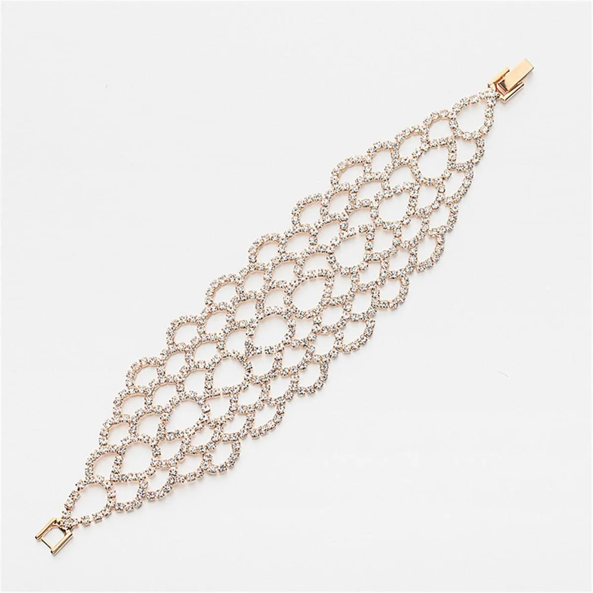 Cubic Zirconia & 18K Gold-Plated Open Drop Bracelet