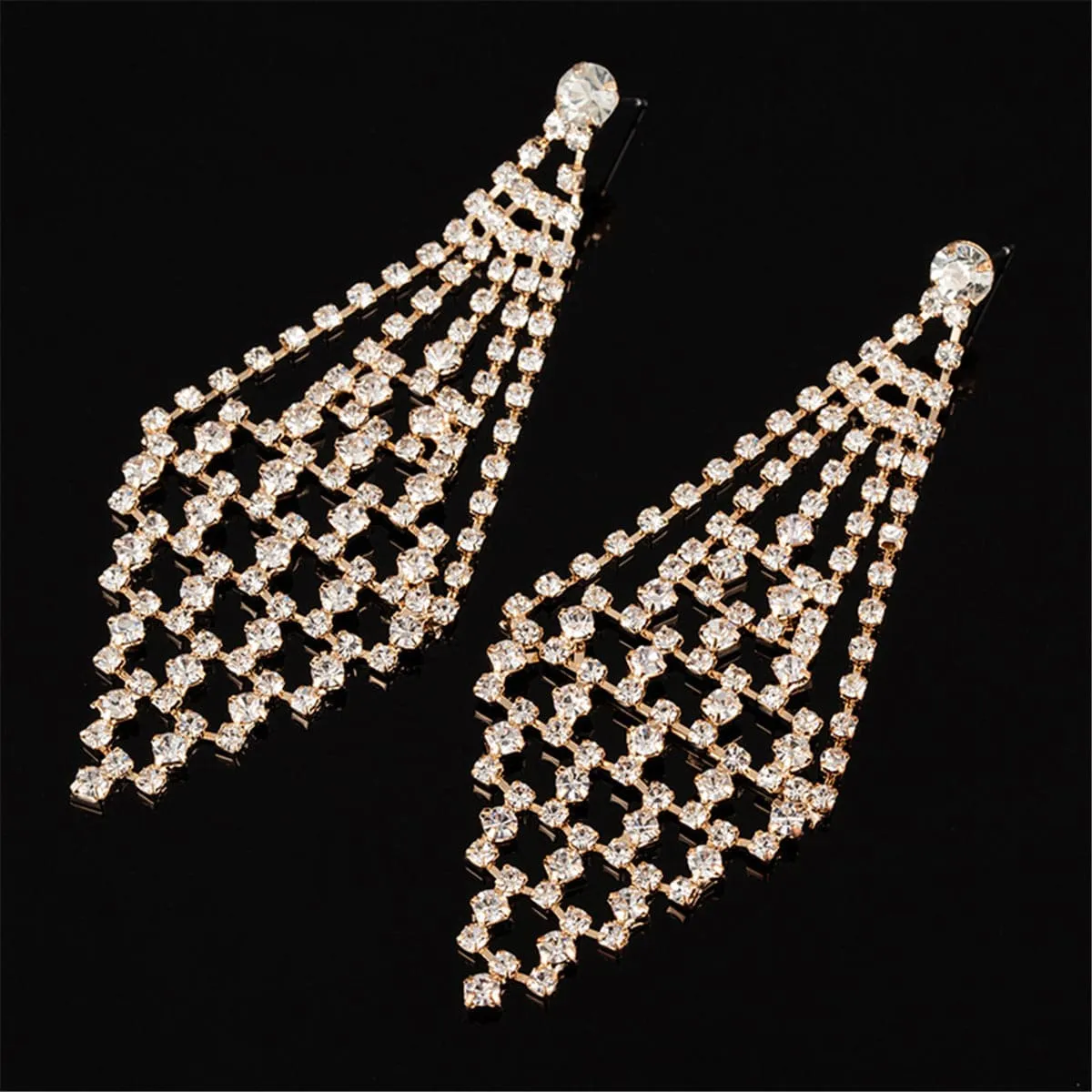 Cubic Zirconia & 18K Gold-Plated Open Rhombus Drop Earrings