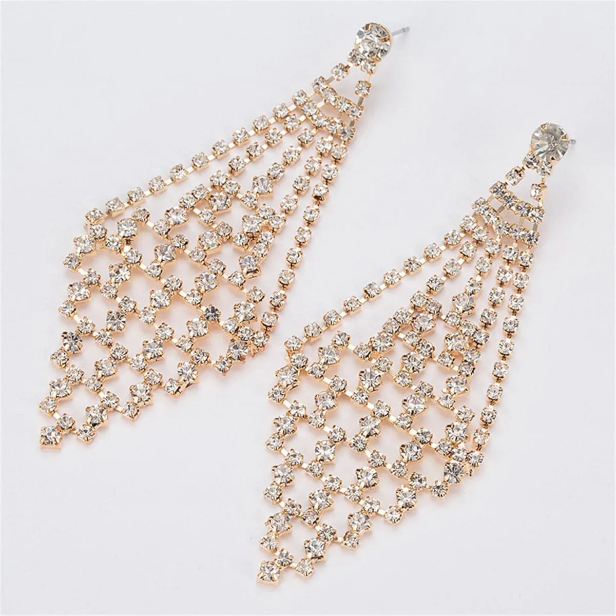 Cubic Zirconia & 18K Gold-Plated Open Rhombus Drop Earrings