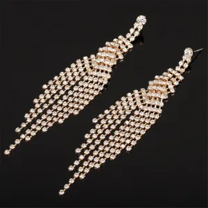 Cubic Zirconia & 18K Gold-Plated Tassel Drop Earrings