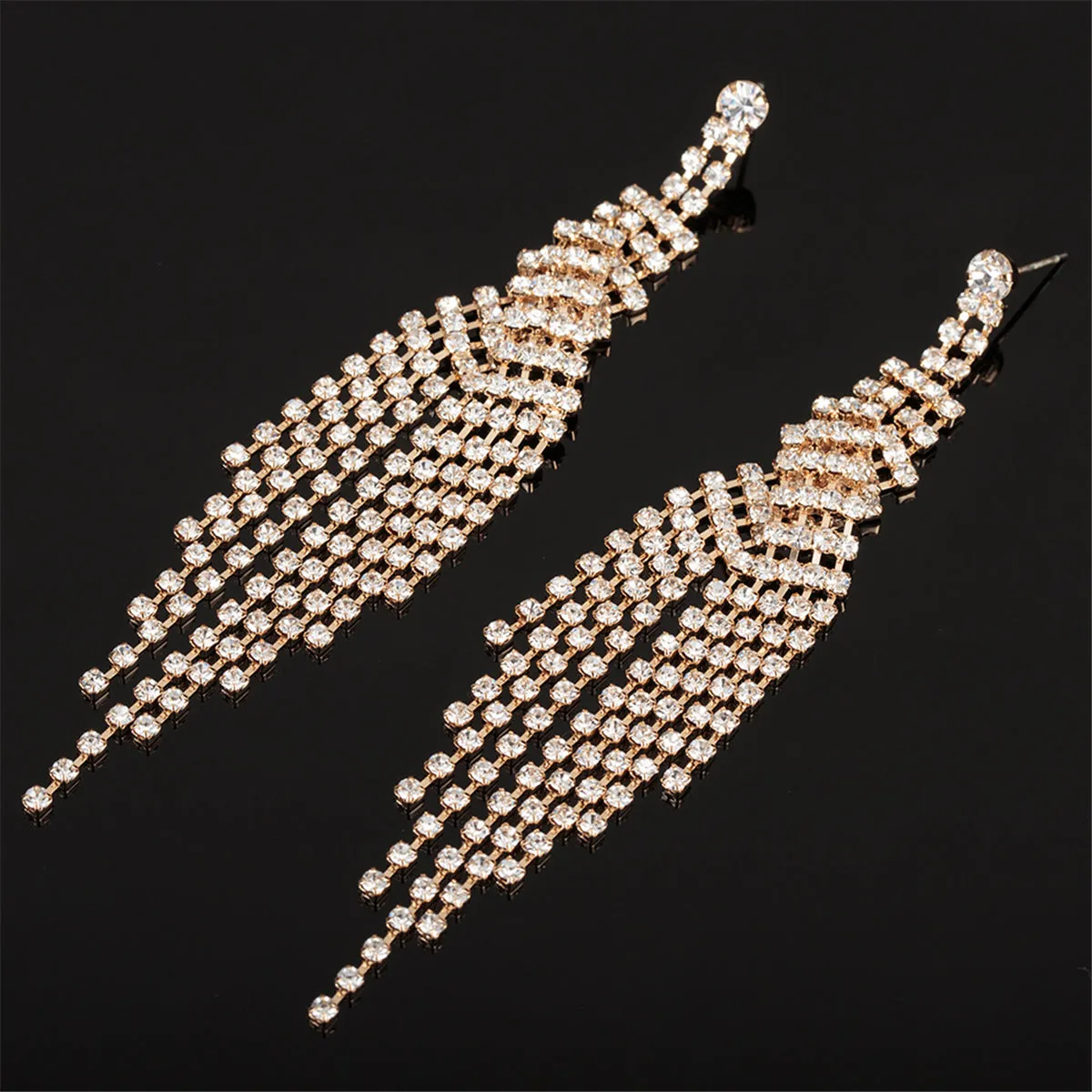 Cubic Zirconia & 18K Gold-Plated Tassel Drop Earrings