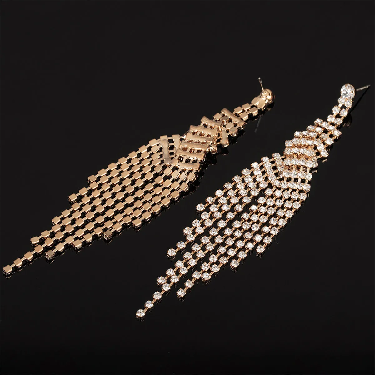 Cubic Zirconia & 18K Gold-Plated Tassel Drop Earrings
