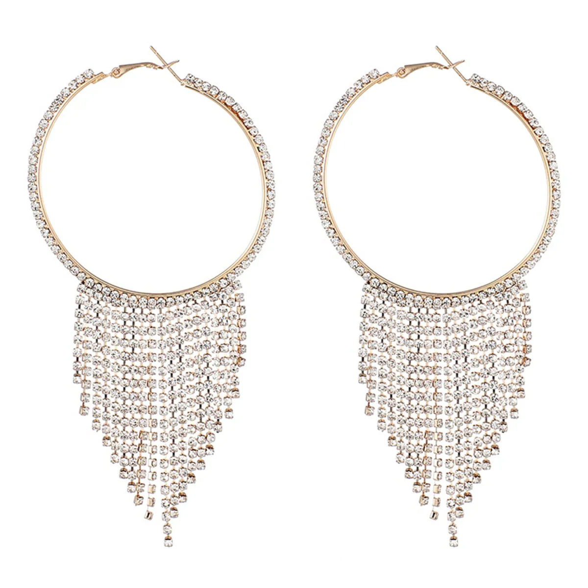 Cubic Zirconia & 18K Gold-Plated Tassel Hoop Earrings