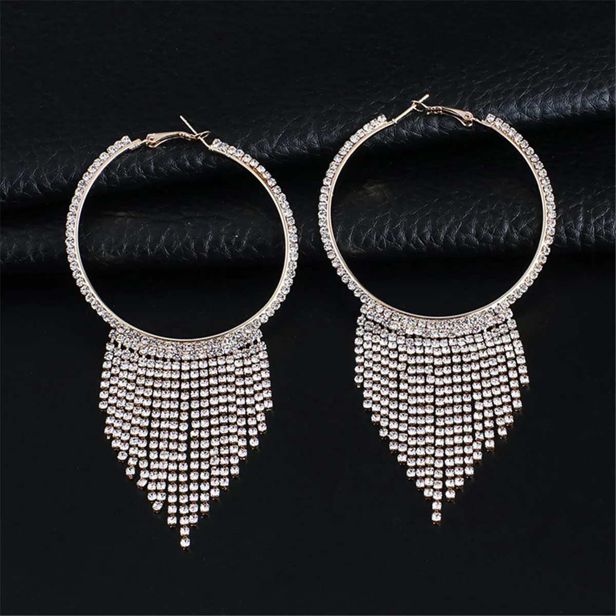 Cubic Zirconia & 18K Gold-Plated Tassel Hoop Earrings