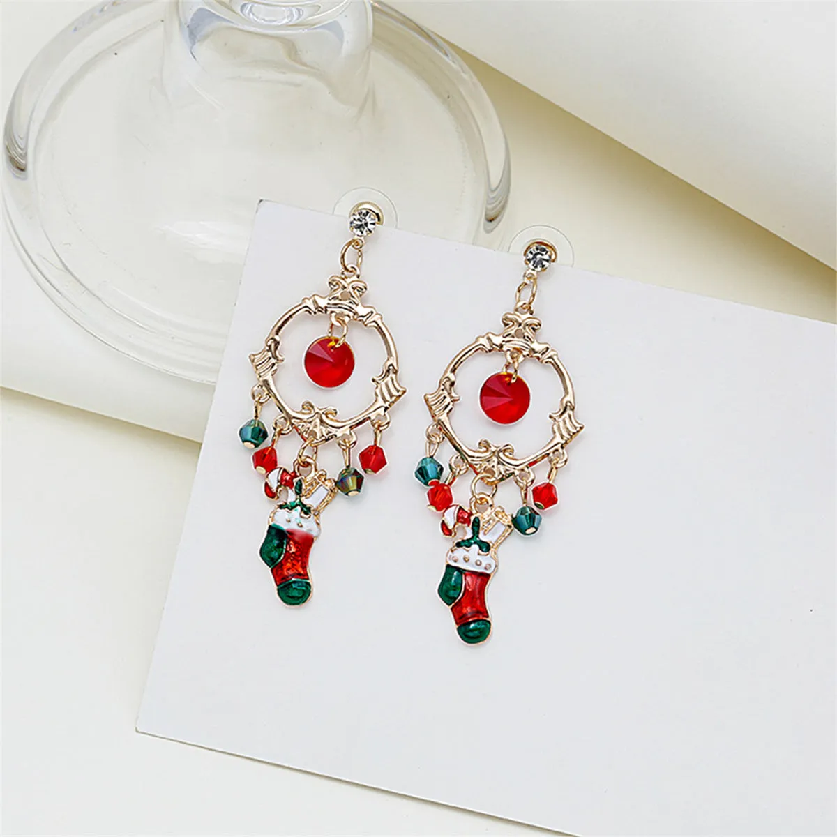 Cubic Zirconia & Acrylic Enamel 18K Gold-Plated Boot Drop Earrings