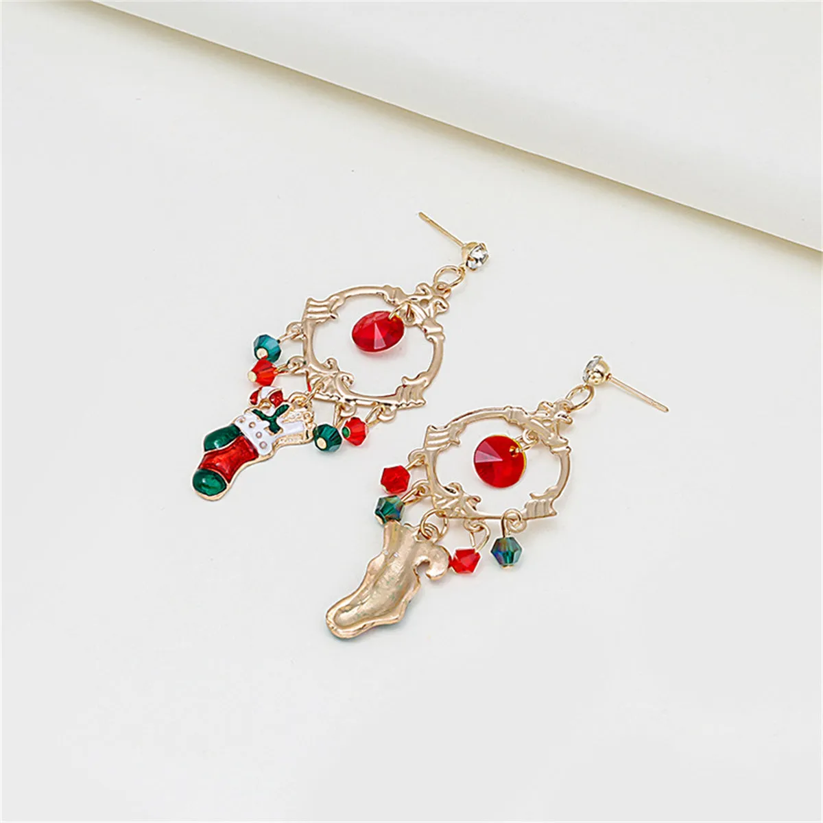 Cubic Zirconia & Acrylic Enamel 18K Gold-Plated Boot Drop Earrings