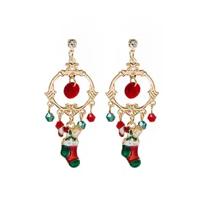 Cubic Zirconia & Acrylic Enamel 18K Gold-Plated Boot Drop Earrings
