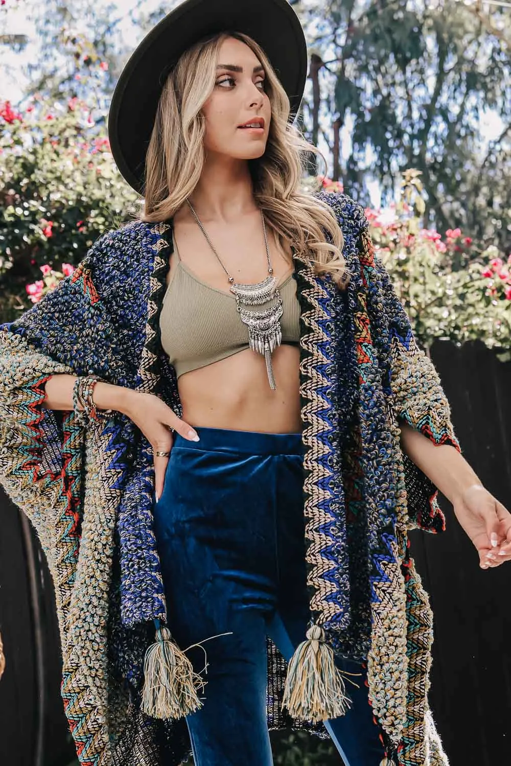Cuddle Season Crochet Patterned Ruana - 5 colors