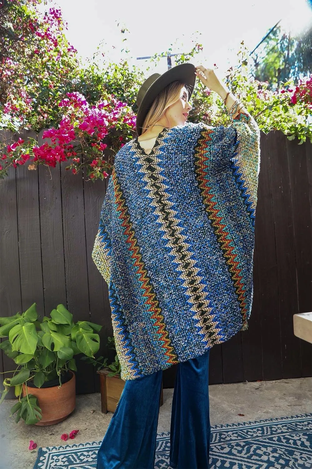 Cuddle Season Crochet Patterned Ruana - 5 colors