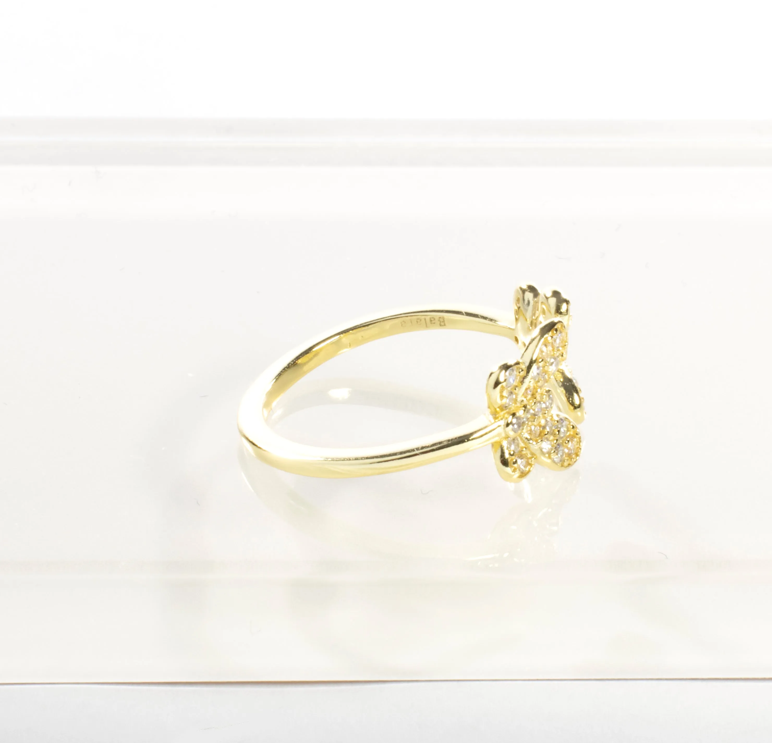 CZ Adjustable Double Butterfly Ring - Gold or Silver
