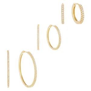 CZ Hoop Earring Combo Set