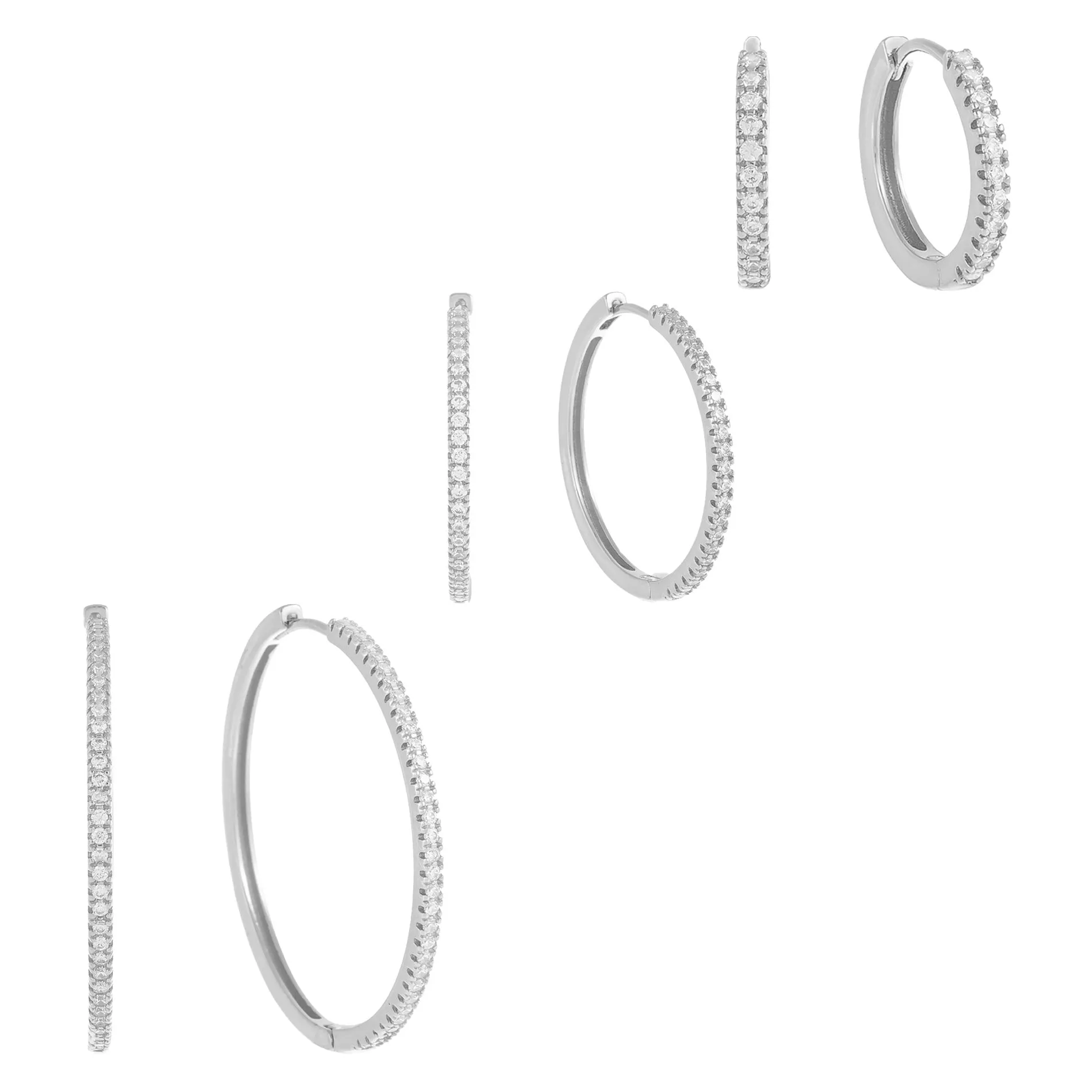 CZ Hoop Earring Combo Set