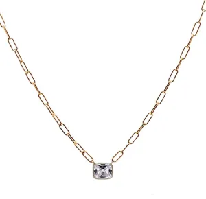 CZ  Paperclip Necklace