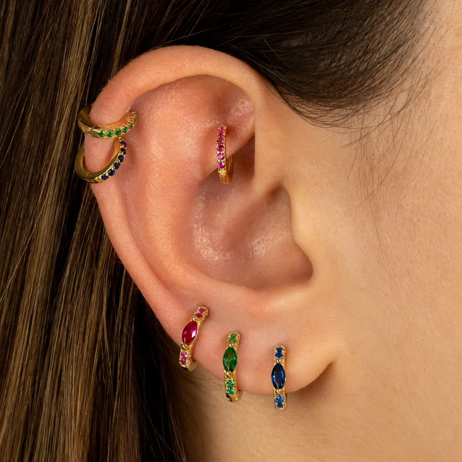 Dainty Colored Marquise Huggie Earring