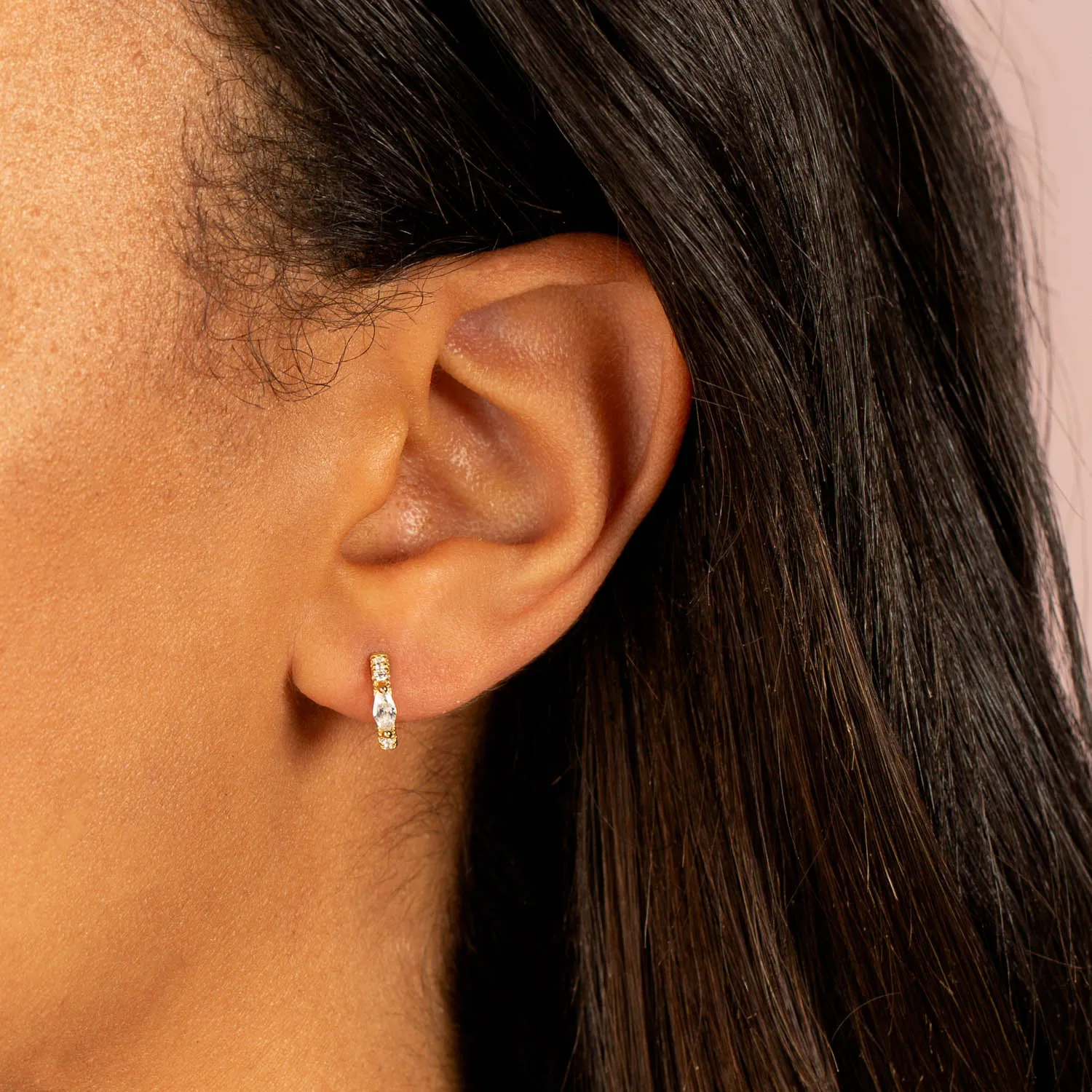 Dainty Colored Marquise Huggie Earring