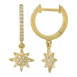 Dangling Diamond Starburst Huggie Earrings