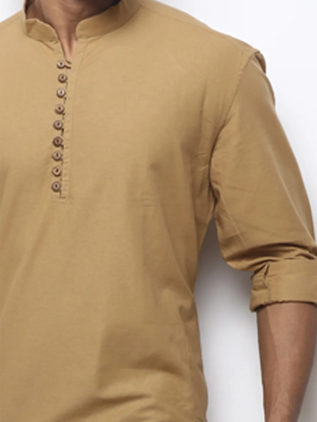 Dashing Beige Neck Patterned Mid-Length Kurta