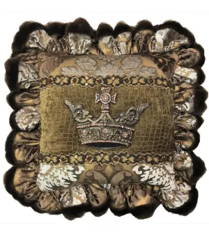 Decorative Pillow with Large Jeweled Crown