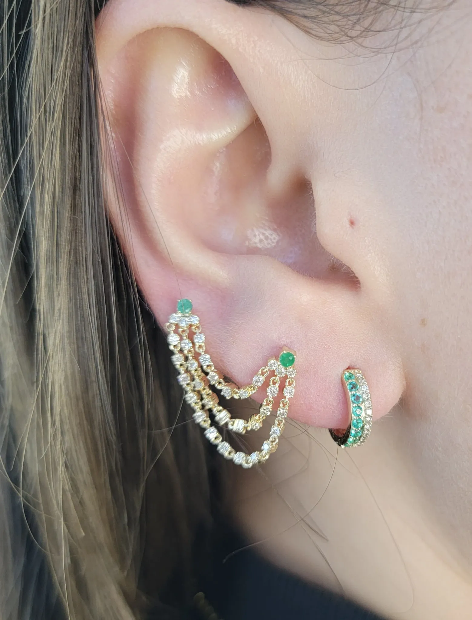 Diamond and Color Stone Huggies