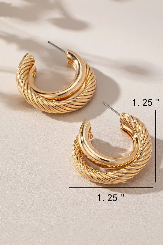 Double Embrace Hollow Hoop Earrings
