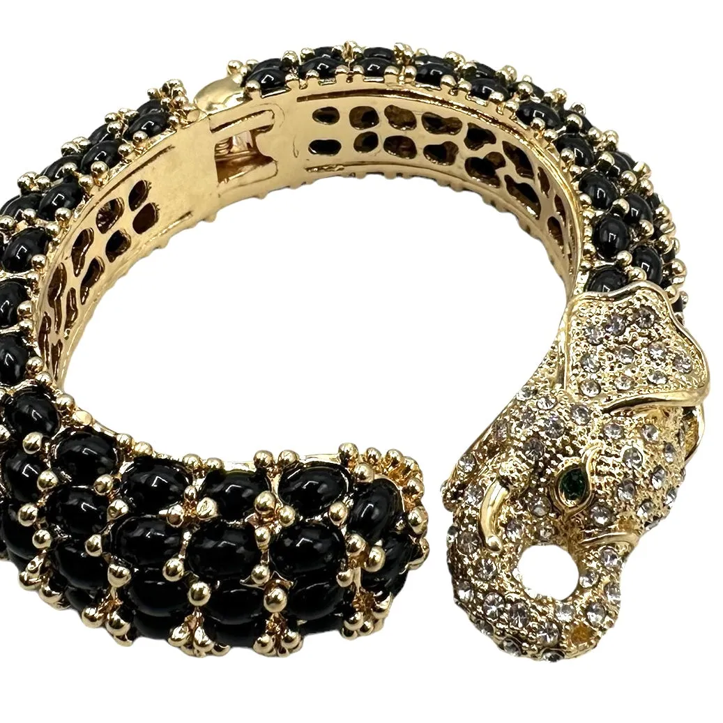 Elephant Hinged Bracelet in Black
