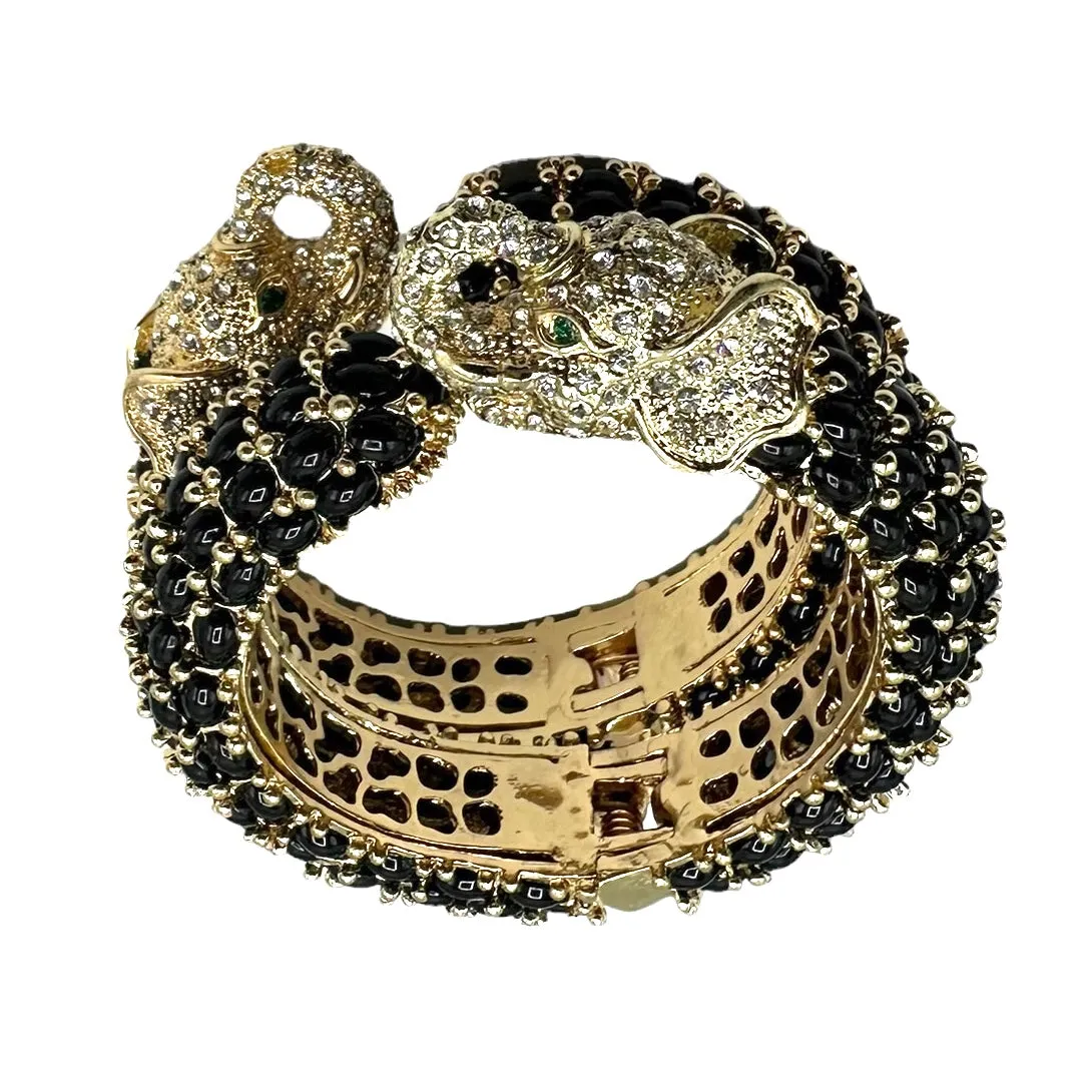 Elephant Hinged Bracelet in Black