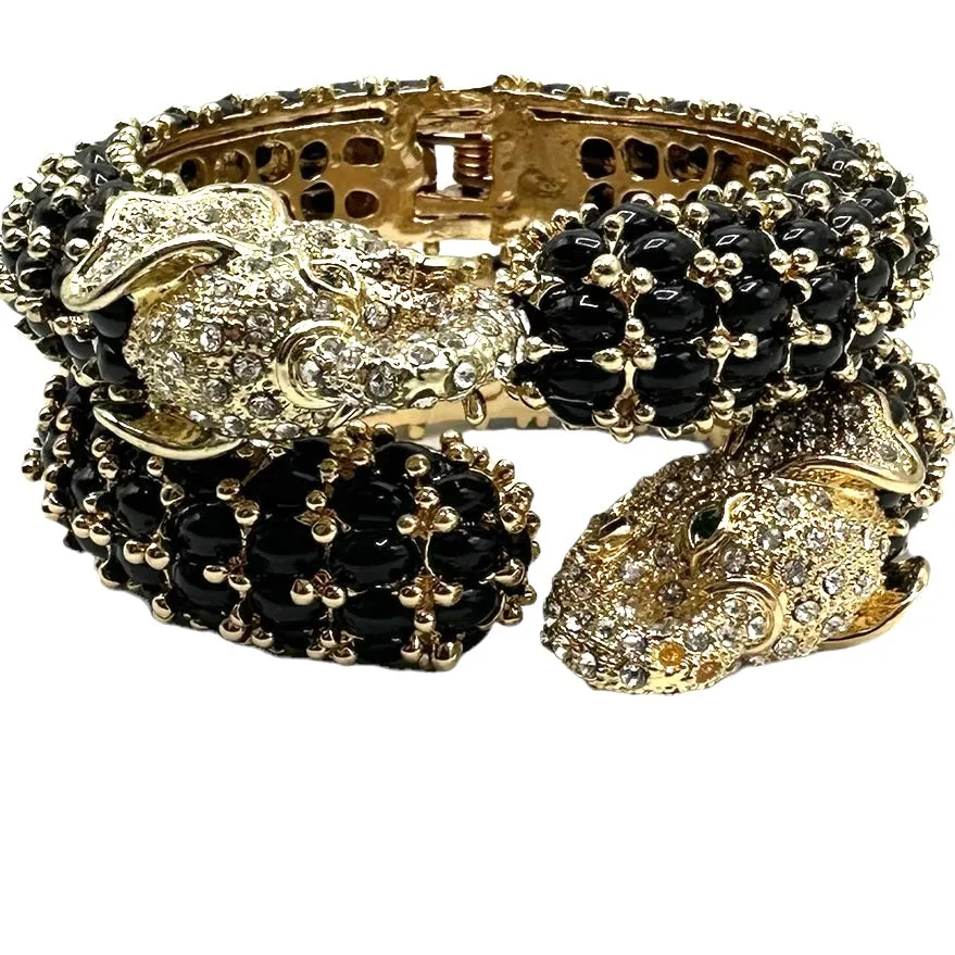 Elephant Hinged Bracelet in Black