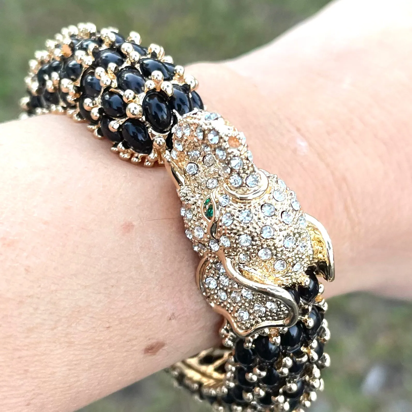Elephant Hinged Bracelet in Black