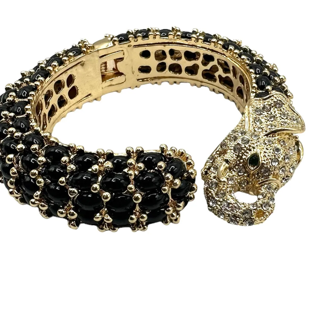 Elephant Hinged Bracelet in Black
