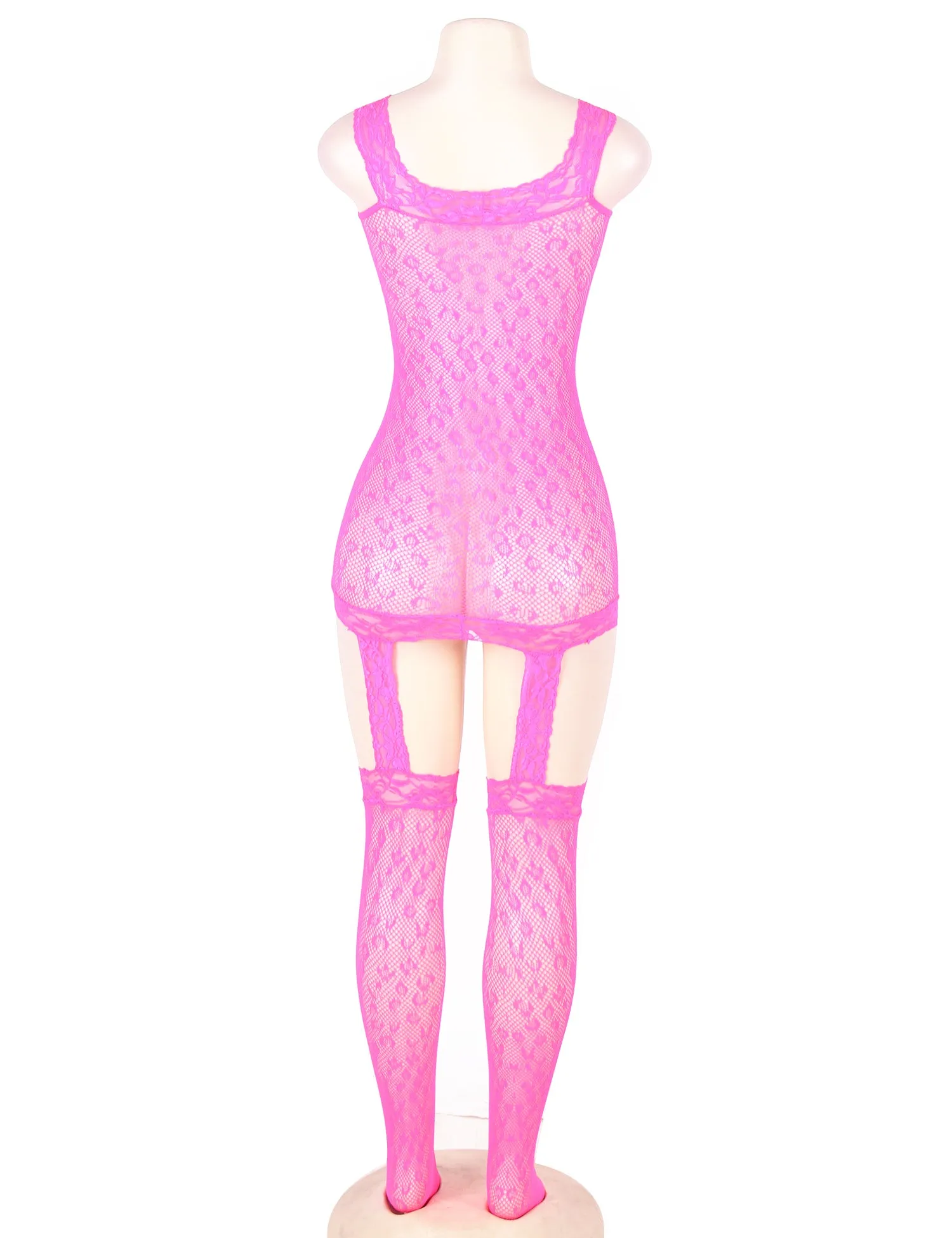Factory price Leopard patterned garter fishnet bodystocking