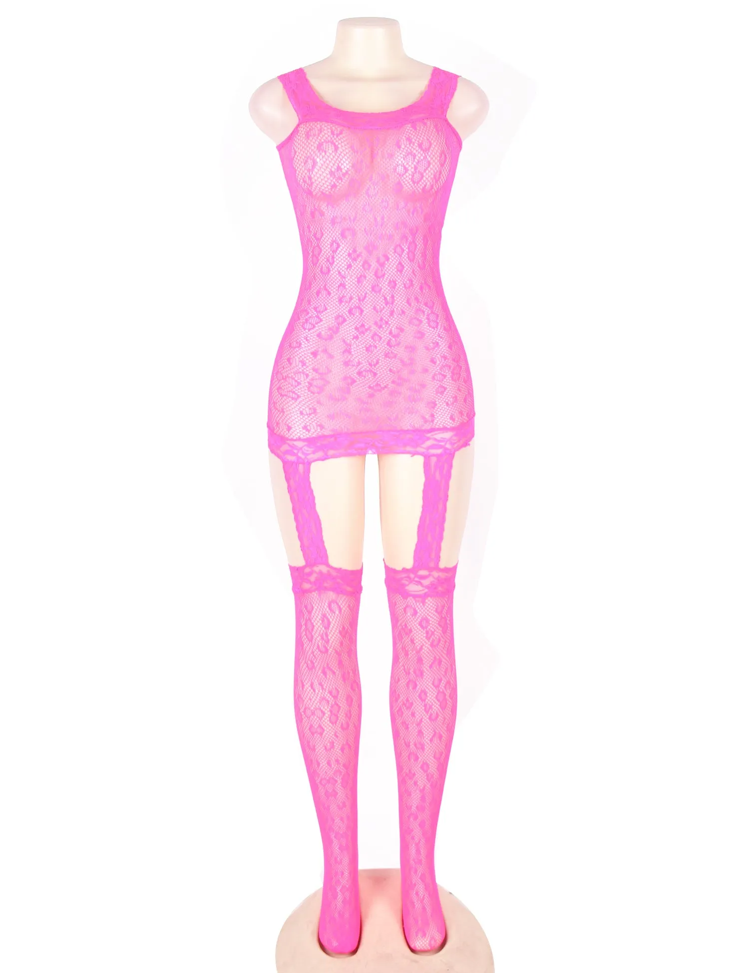 Factory price Leopard patterned garter fishnet bodystocking