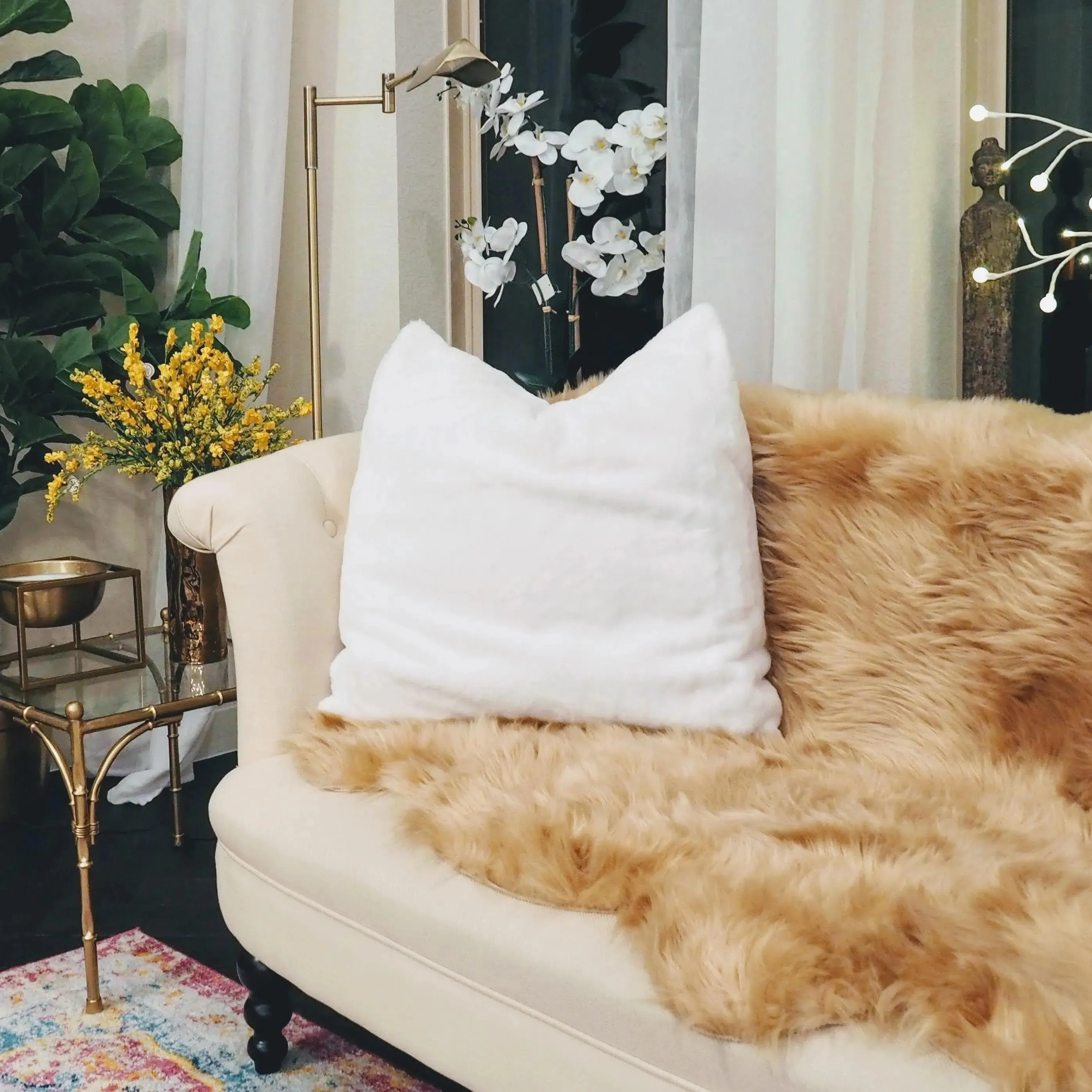 Faux Fur Euro Throw Pillow Covers 26" x 26" (Pack of 2)