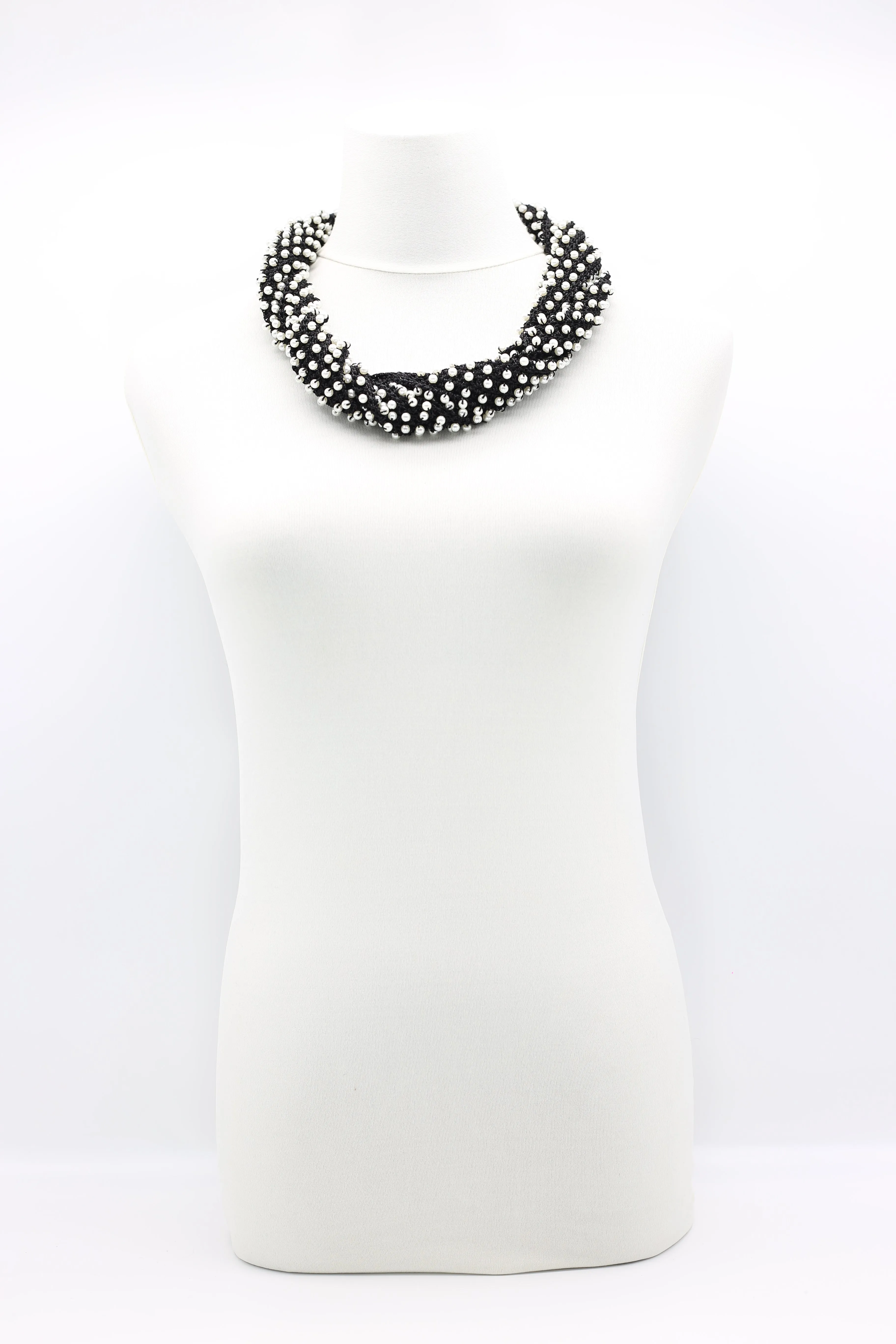Faux Pearl Infinity Necklace - White