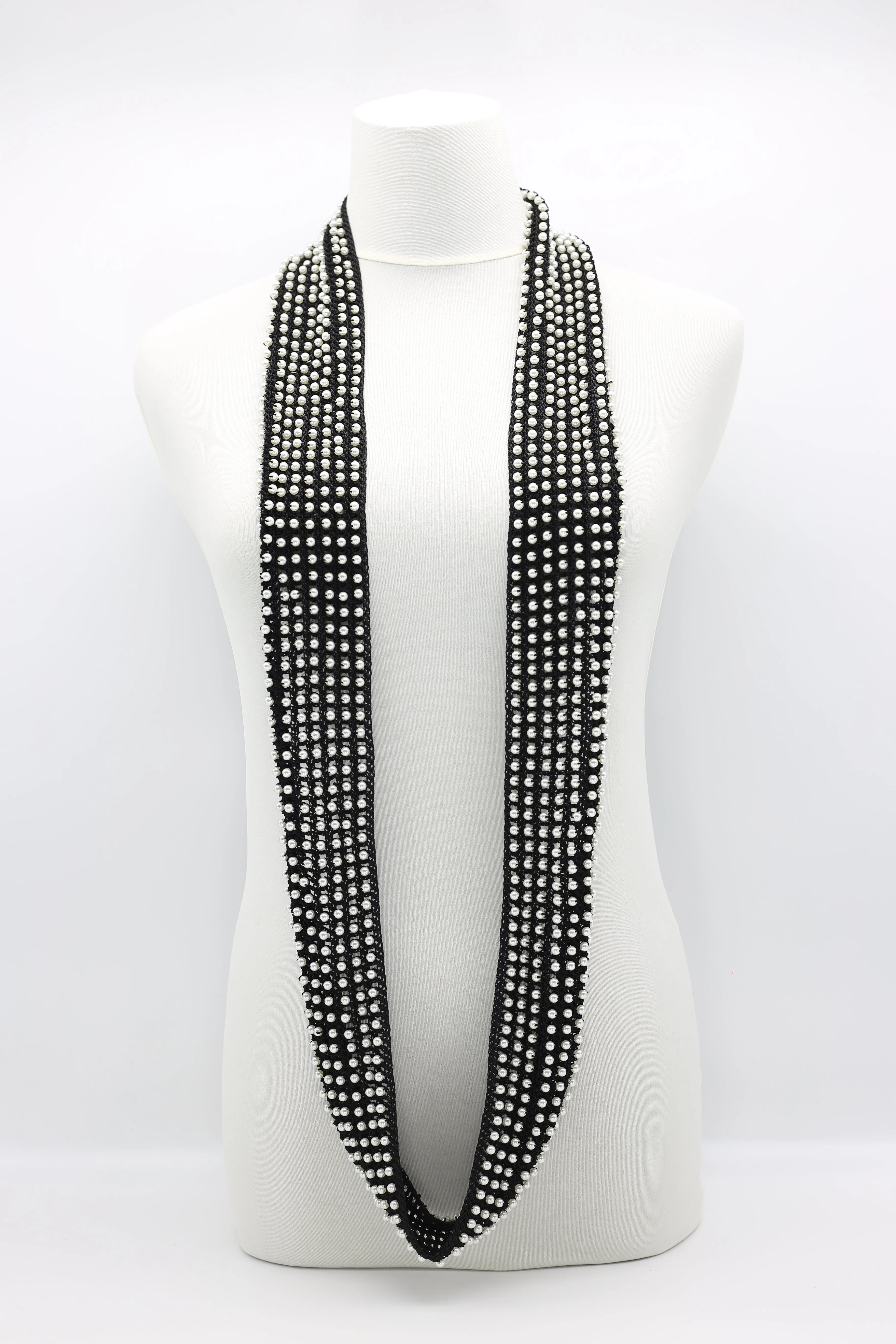 Faux Pearl Infinity Necklace - White