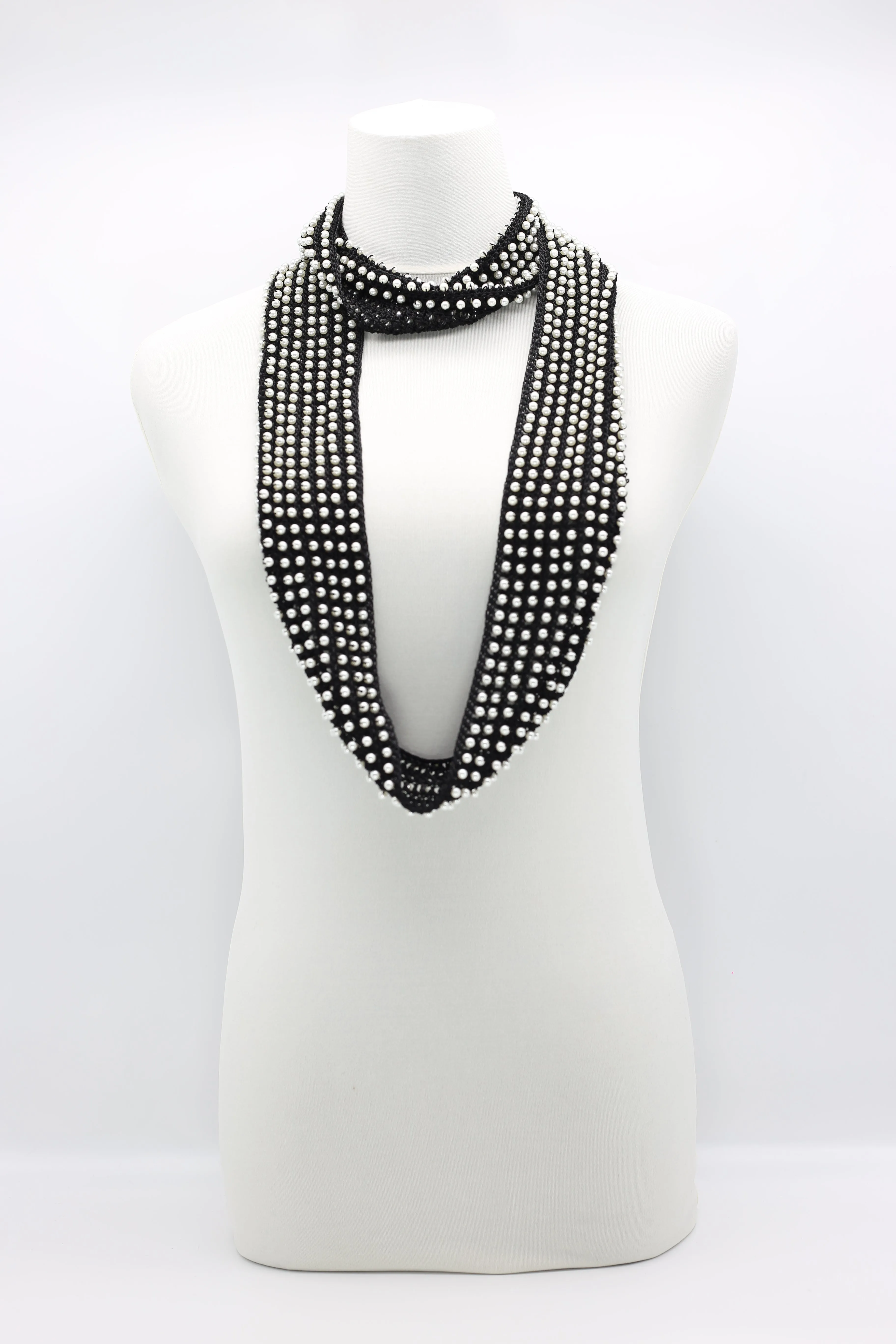Faux Pearl Infinity Necklace - White
