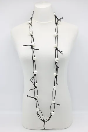 Faux Pearl "Love" on Leatherette Chain Necklace Small