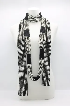 Faux Pearl Scarf & Tassel Blocks Infinity Necklace Set - White