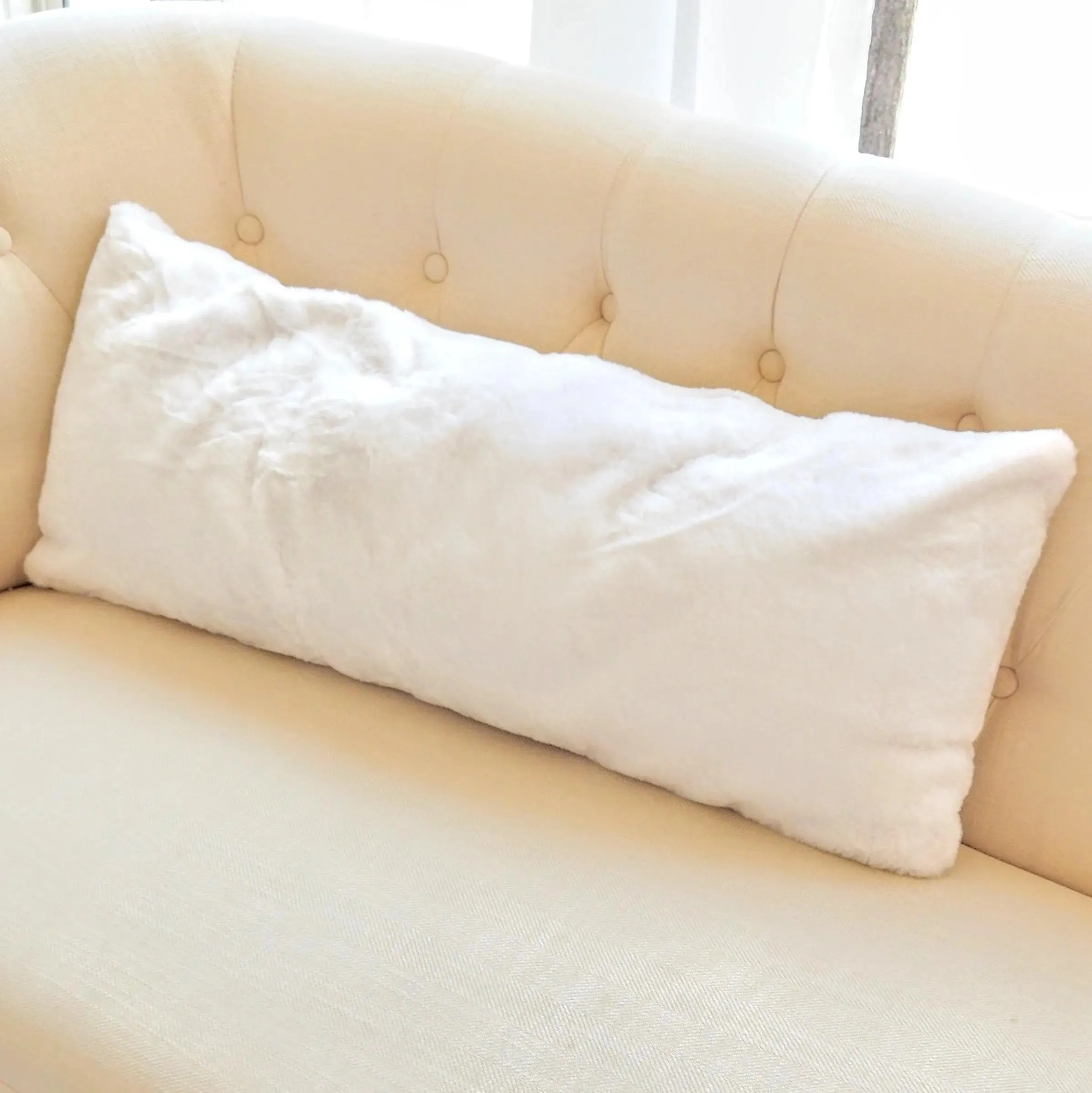 Faux Rabbit Fur Lumbar Pillow Cover