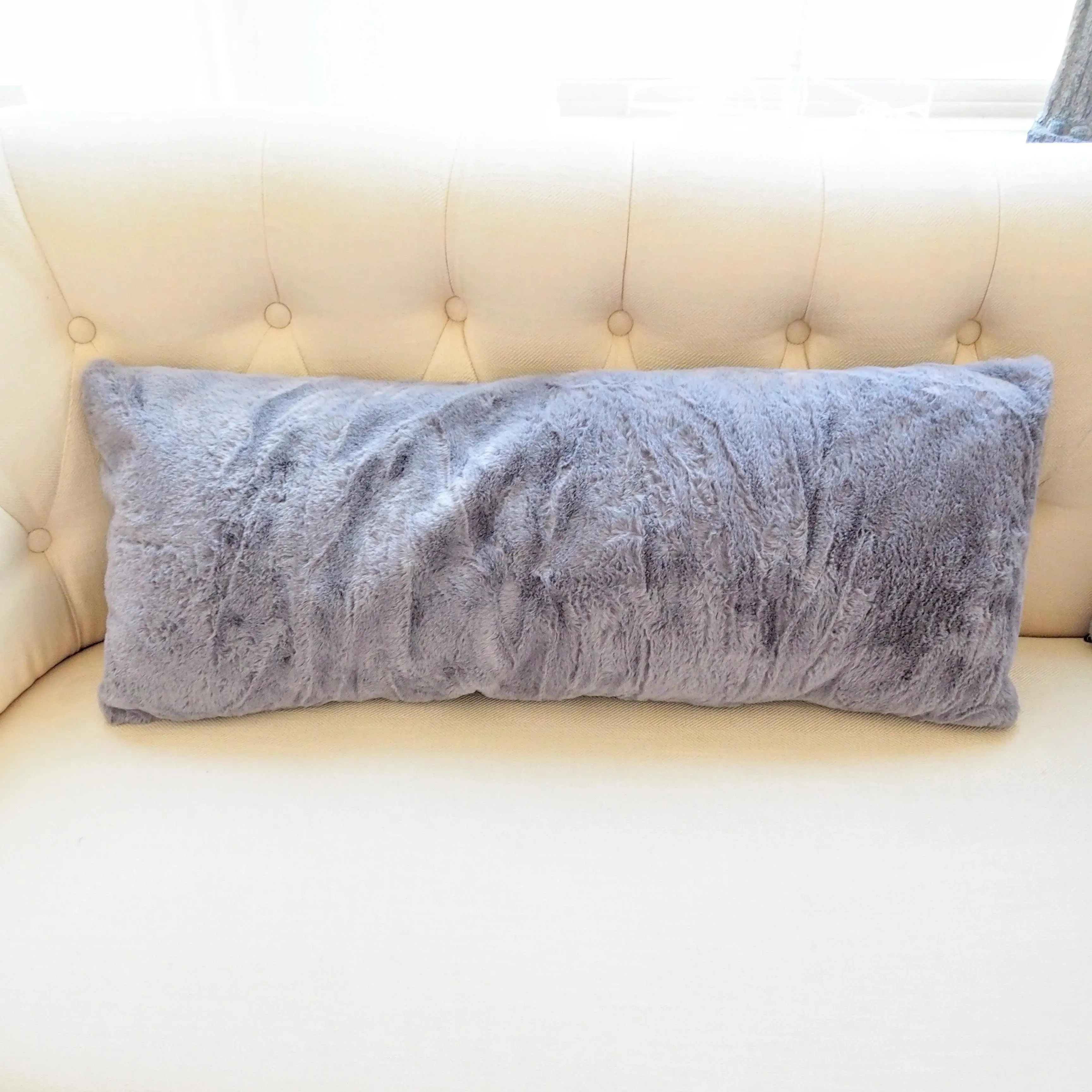 Faux Rabbit Fur Lumbar Pillow Cover