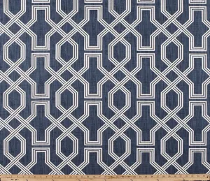 Faux Roman Shade Valance in Sapphire Blue Navy Geometric Print on Premium Cotton Linen, Fully Lined Custom Made Valance