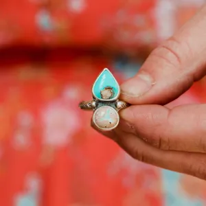 Femme Ring #1 - Royston Turquoise & Mexican Opal, Size 6