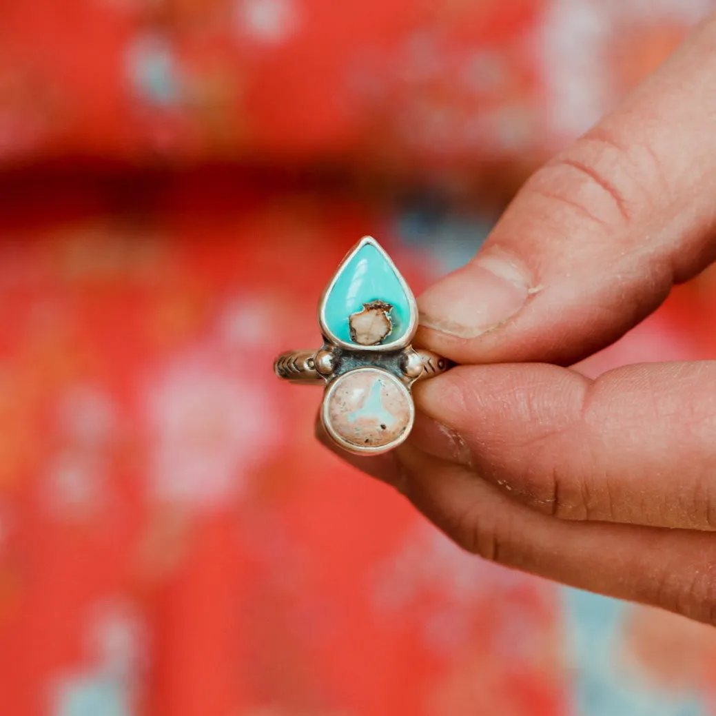Femme Ring #1 - Royston Turquoise & Mexican Opal, Size 6