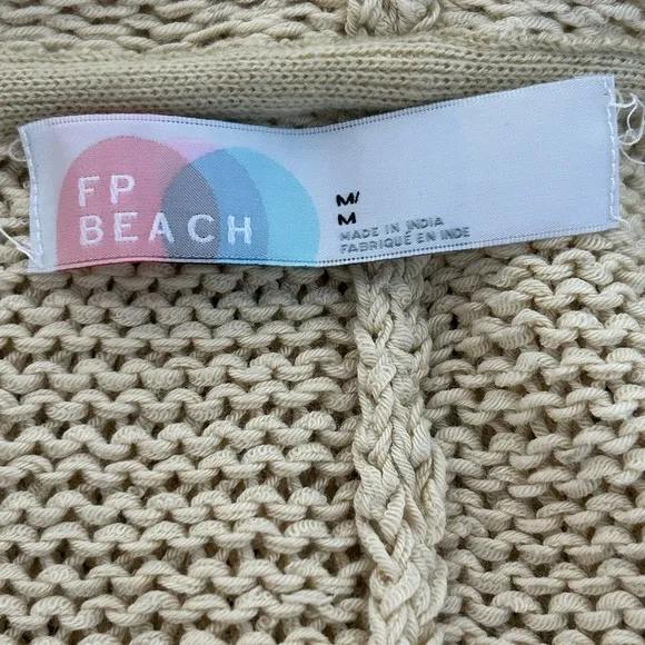 Free People FP Beach Hooded Cardigan Tan Cream Size M